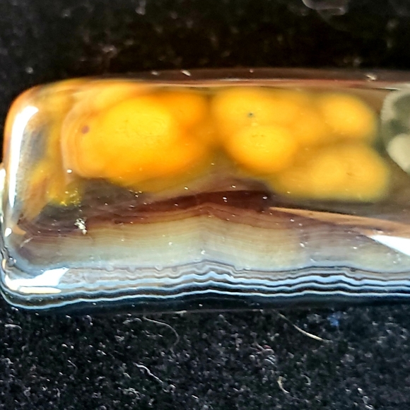 New Yellow Black Fire Agate Oblong Pendant. - Picture 9 of 16